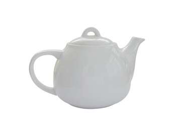White ceramic teapot isolated on white background