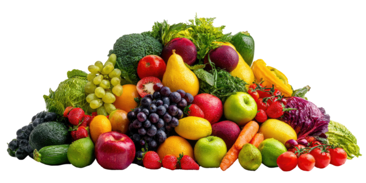A bountiful pyramid of fresh fruits and vegetables