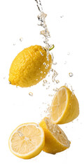 lemon splashing into water