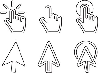 Modern Cursor Icons Set – Click Hand & Arrow Pointers for UI UX Design, Web Buttons, Apps