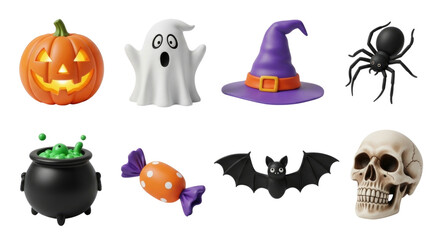Fototapeta premium Halloween icons collection transparent background cutout png
