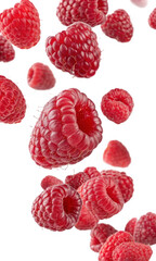 raspberries isolated on white background