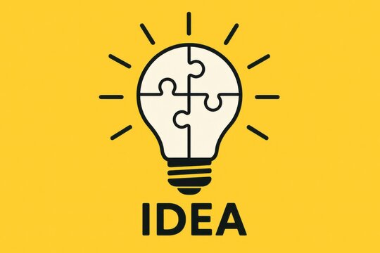 Light bulb with puzzle pieces representing innovative ideas and creative thinking. Concept of problem-solving, inspiration, and innovation in various fields. - Powered by Adobe
