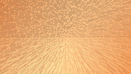 Abstract 3D Orange Extrusion Burst Background with Geometric Blocks and Radiating Depth Effect