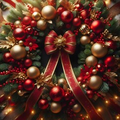 Christmas Wreath: Elegant holiday decoration with warm lights