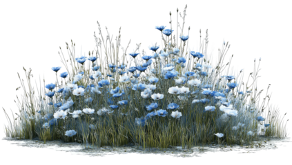 Delicate field flowers and grasses dusted with frost