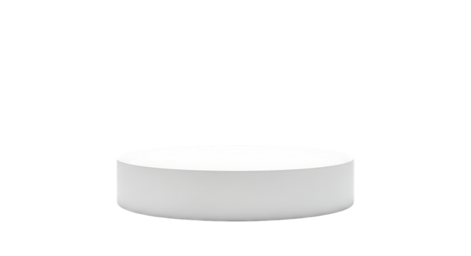 White round cylindrical pedestal isolated on transparent background