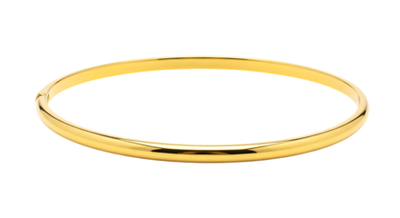 Elegant gold bangle bracelet, simple and classic, isolated on transparent background