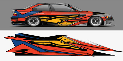 Sport car racing wrap design. vector design.
