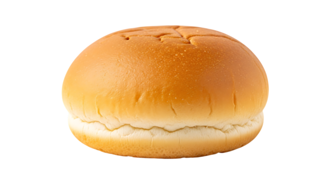 Freshly baked hamburger bun isolated on transparent background - Powered by Adobe