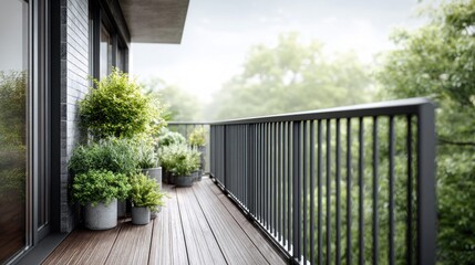 Balcony garden with lush greenery and modern design elements