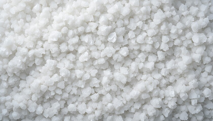 Pure, pristine sea salt crystals create a textured minimalist backdrop, perfect for culinary designs or health and wellness themes with clean, natural appeal