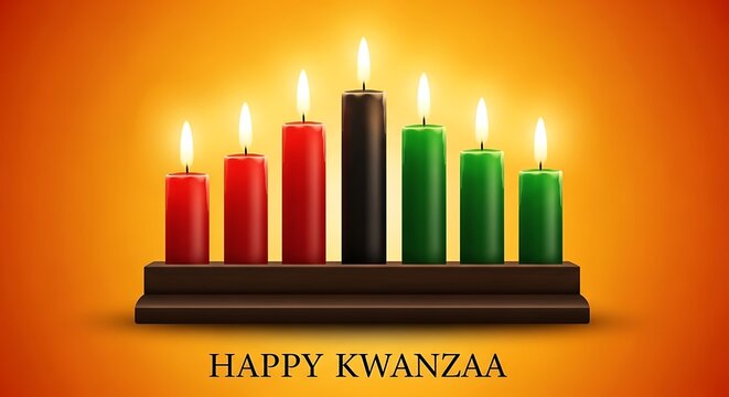 Happy kwanzaa celebration with traditional candles - Powered by Adobe