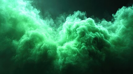Fototapeta premium Abstract green cloud formation against a dark background