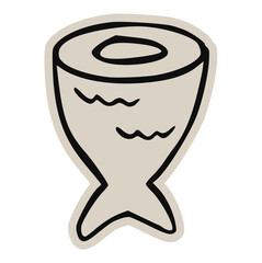 Fish tail minimal doodle icon: hand drawn vector sketch of mermaid or sea animal fin for ocean, fishing, water, marine, animal, mascot, seafood, nature, logo, simple, retro