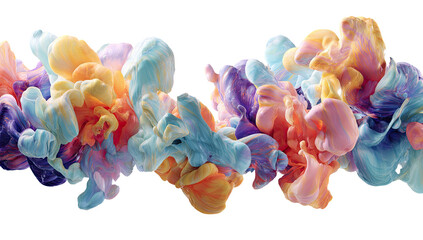 Vibrant, ethereal ink clouds in a fluid, abstract cascade