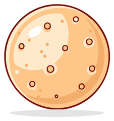 Fototapeta premium Cartoon Moon with Impact Craters in Yellow Orange Color Isolated on White