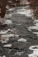 Stream in winter with ice
