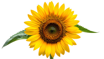 Fototapeta premium Vivid close-up shot of a radiant sunflower with striking yellow petals and a dark center