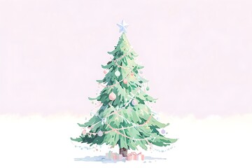 Fototapeta premium Dreamy Christmas Tree Holiday Magic Illustration Scene
