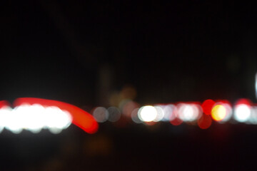 Bokeh effect at night with several colors of lights. Bokeh light with Black background