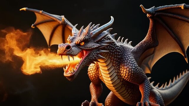 Majestic Dragon Breathing Fire - A Fantasy Creature Unleashed.