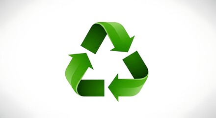 Vibrant green recycling symbol with three chasing arrows arranged in a triangular shape on a clean white background