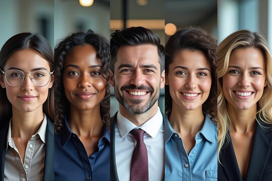 Diversity in Emotion: A Photo Series of Business People of Different Ethnicities, Ages, and Genders Showcasing Various Facial Expressions in the Workplace.