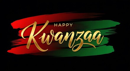 Happy kwanzaa greeting with red and green brushstrokes