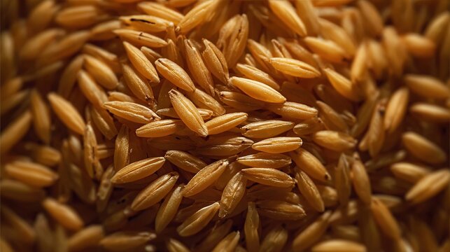 kamut. Close-up of a bowl containing cooked grains, highlighting their elongated shape. menu design, packaging mockups, designed for culinary blogs and recipe cards for restaurants.