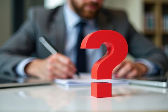 Vibrant Red Paragraph Symbol: A Close-Up Shot in the Workplace