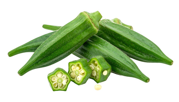 Close-up of several whole and sliced vibrant green, edible pods (1)