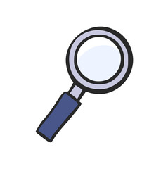 Hand Drawn Magnifying Glass Icon Vector Illustration, Search, Discover, Zoom, Investigation, Research, Simple, Minimal, Purple