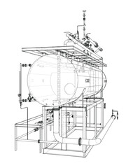 Industrial Tank Blueprint. Vector