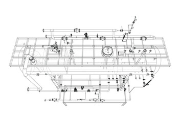Obraz premium Industrial Piping System Blueprint. Vector
