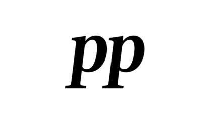 Isolated lowercase italic letters 'pp' in black serif font for monogram and typography design isolated PNG with Transparent Background