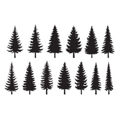 Fototapeta premium tree icon set. Fir Tree silhouettes vector illustration