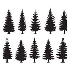 Obraz premium tree icon set. Fir Tree silhouettes vector illustration