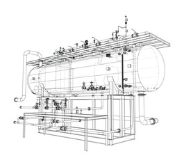 Industrial Equipment Wireframe Design. Vector