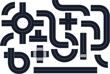 Curve road segments roundabout and junctions pack vector © Buddhadeb