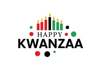 Happy kwanzaa celebration with candles, isolated