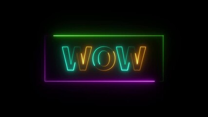 Dual Color Neon WOW Text Effect Animation - Powered by Adobe