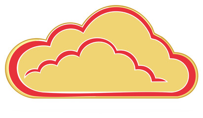 Stylized Eastern Asian Cloud Shape Border Element with Red and Gold Outline