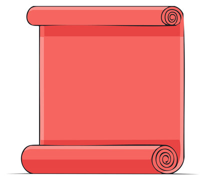 Illustration of red scroll with rolled ends for message or design