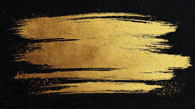 Golden brush stroke on black background for Japanese-themed party poster, elegant vector illustration ideal for logo and packaging - Powered by Adobe