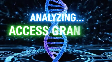 Glowing lime-green device emits a bright beam through blue DNA strands in a high-tech lab. Futurist - Powered by Adobe