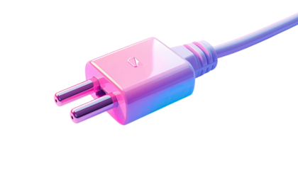 Plug Pink, blue lit plug. Simple, isolated, tech