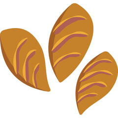Three stylized golden brown baked bread loaves with visible scoring marks against a clean white background representing bakery or food concepts