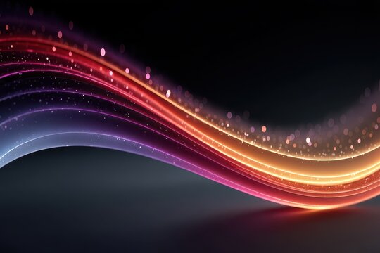 Abstract gradient background with glowing neon waves and sparkles in motion