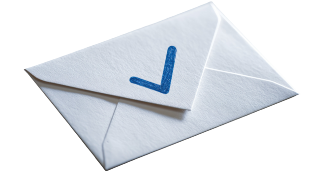 Paper envelope with visible letter partially opened showing clean edges and simple stationery detail captured in studio clarity isolated on white background